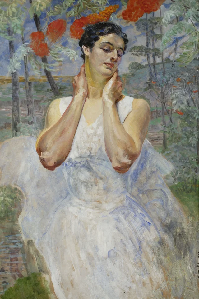 Retrato de uma mulher diante de uma sorveira, Jacek Malczewski