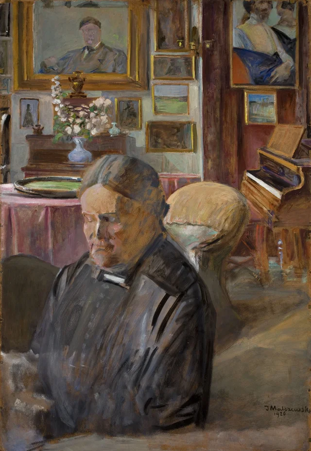 A irmã do artista, Helena, no interior, Jacek Malczewski
