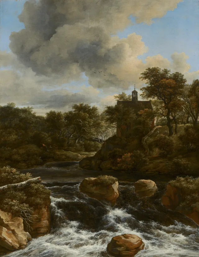 Capela junto a uma cascata, Jacob van Ruisdael