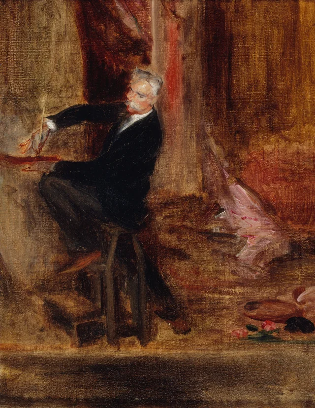 Portrait du peintre Jules Chéret (1836-1933), dans son atelier