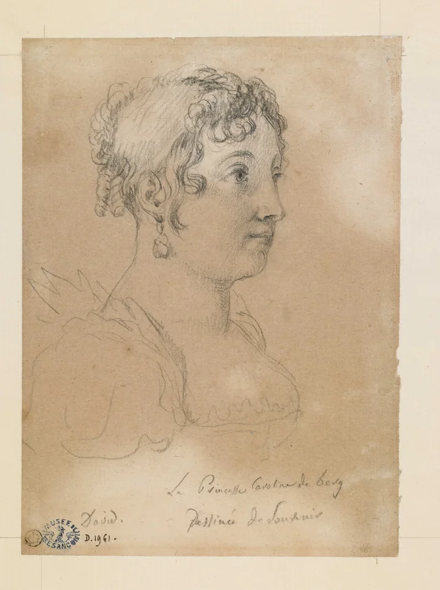 Caroline Murat, bust-length, turned to the right, Jacques-Louis David