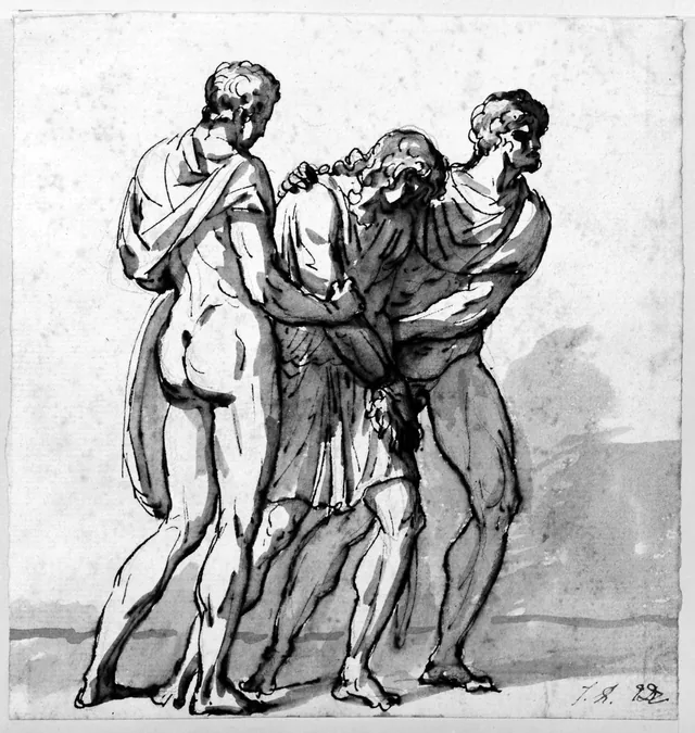 Deux hommes avec un prisonnier