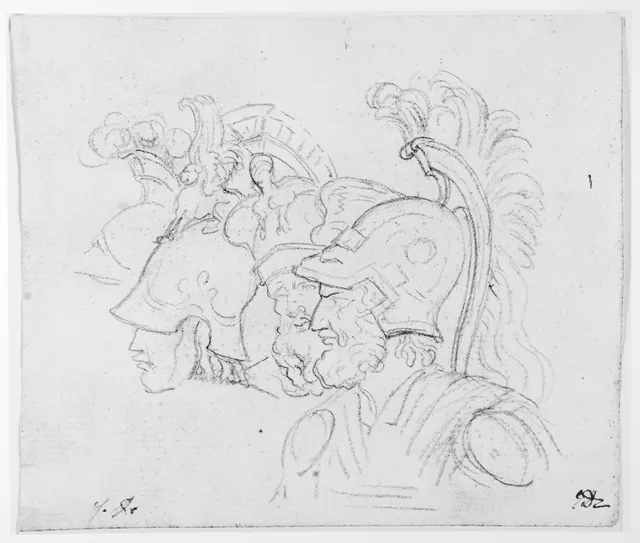 Studies of heads of ancient warriors