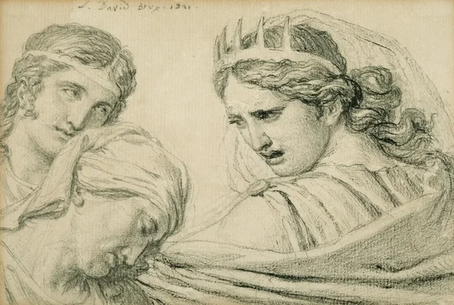 Studies of Three Heads, Jacques-Louis David