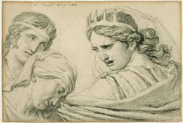 Studies of Three Heads, Jacques-Louis David