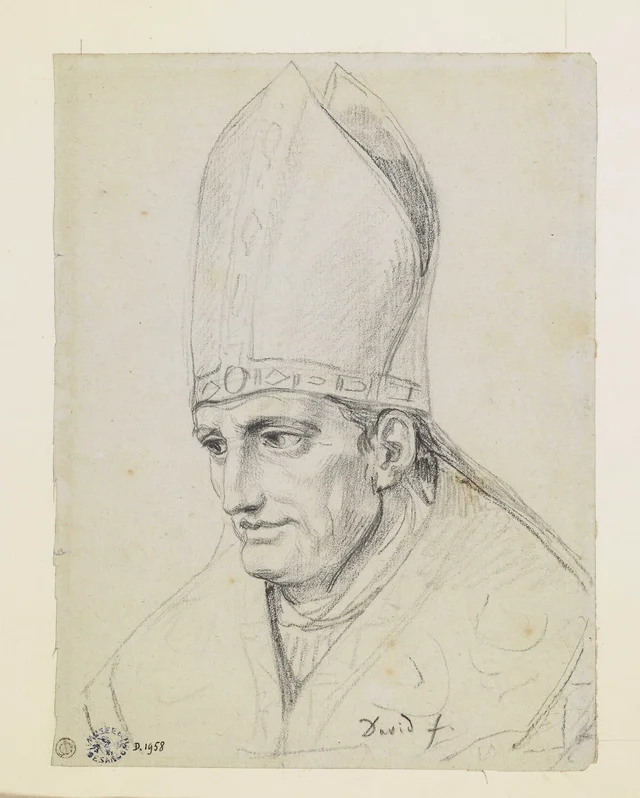 Bishop, bust-length, three-quarter view to the left, wearing a mitre, Jacques-Louis David