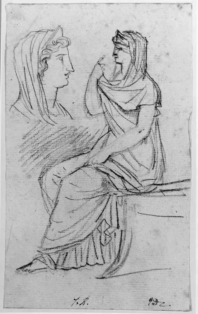 古代風衣装の座る女性