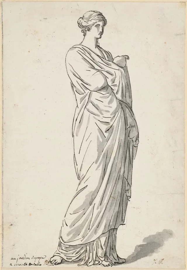 Standing woman in ancient dress