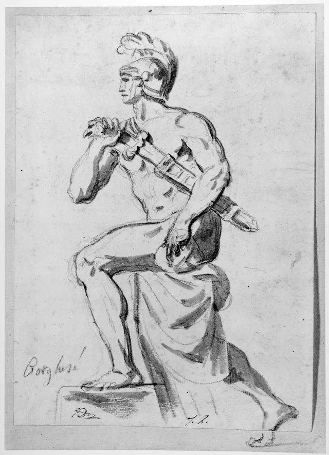 Roman warrior drawing his sword