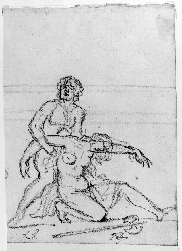 Man supporting an injured woman