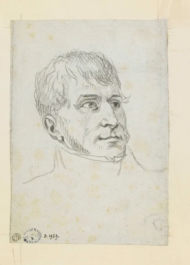General Junot, bust-length, three-quarter view to the right (recto); study for a standard (?) (verso)