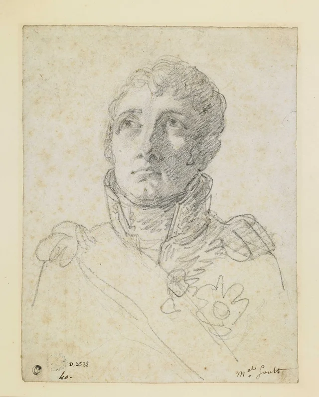 Marshal Soult, bust-length, almost frontal, head raised