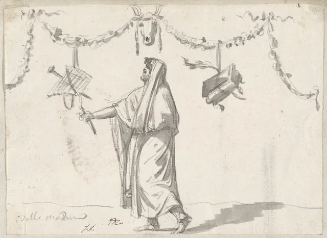 Ornement avec un homme barbu en costume antique
