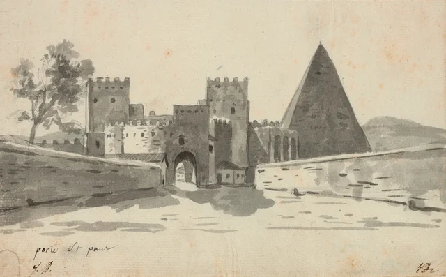 Porta San Paolo y pirámide de Cestio, Roma, Jacques-Louis David