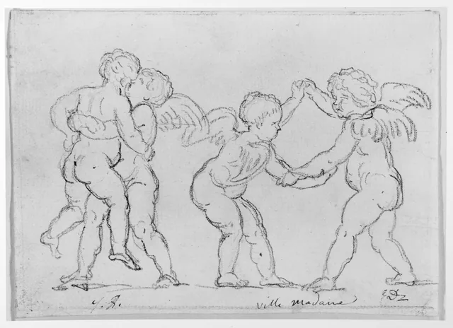 Four putti wrestling