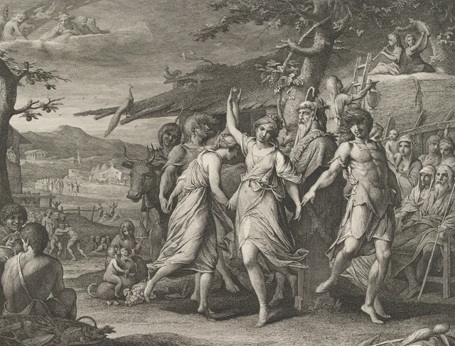 Uma festa da colheita grega, ou ação de graças às divindades rurais, Ceres, Baco etc., James Barry