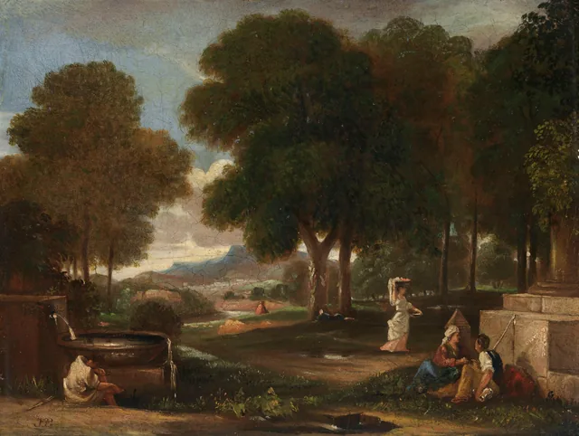 Paisagem com um homem lavando os pés numa fonte, James Barry