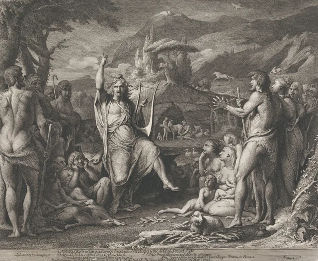 Orfeu instruindo os homens em teologia (projetos para as paredes da Grande Sala da Society for the Encouragement of the Arts), James Barry
