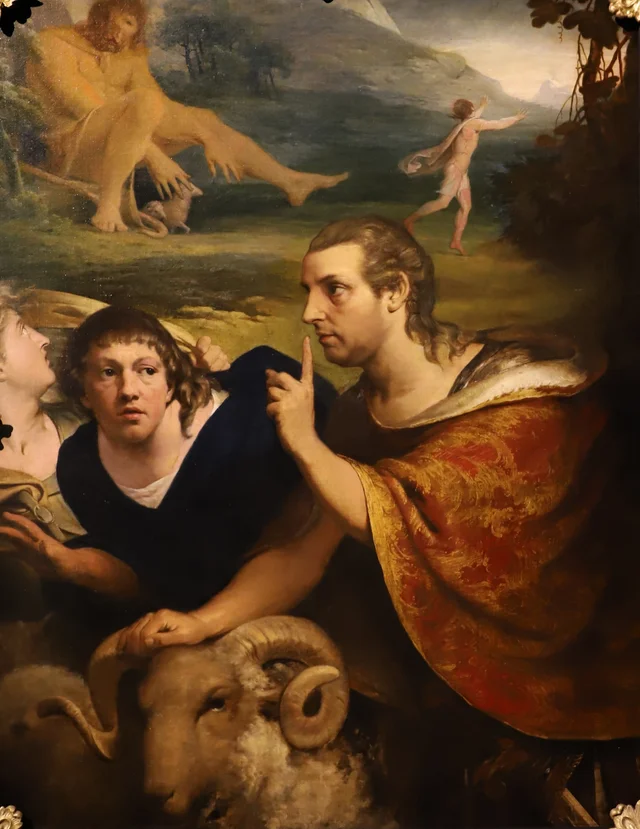 Retratos de Barry e de Burke nos papéis de Ulisses e de seu companheiro fugindo da caverna de Polifemo, James Barry