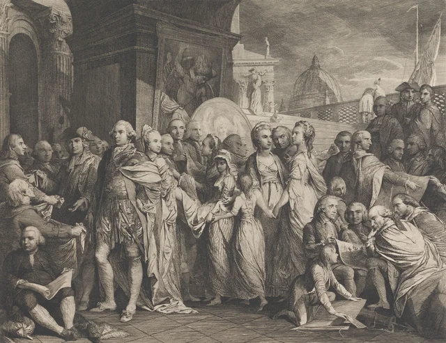 A Rainha ou a educação doméstica em Windsor (projetos para as paredes da Grande Sala da Society for the Encouragement of the Arts), James Barry