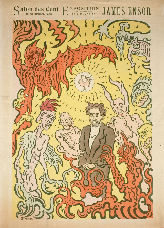 Demônios me atormentando (cartaz para a exposição James Ensor no Salon des Cent), James Ensor