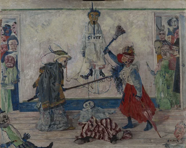 Squelettes se disputant un pendu, James Ensor