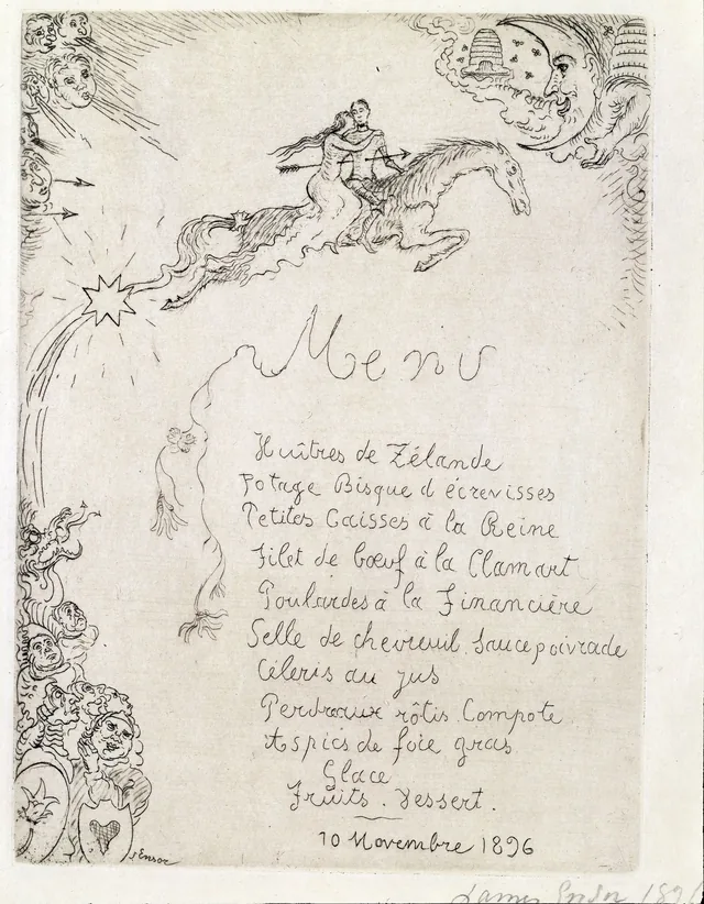 Cardápio para Ernest Rousseau, James Ensor