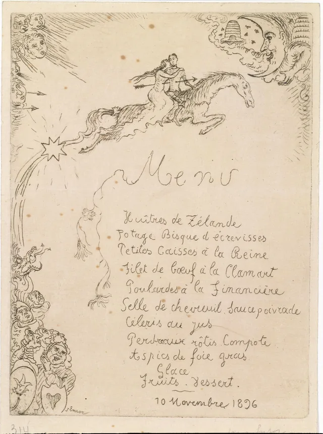 Cardápio para Ernest Rousseau, James Ensor