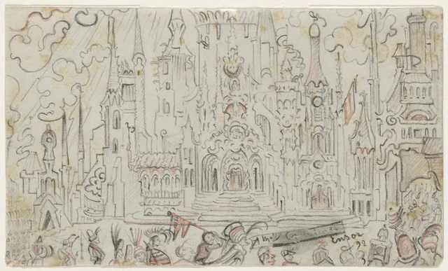 Cortejo diante de uma catedral