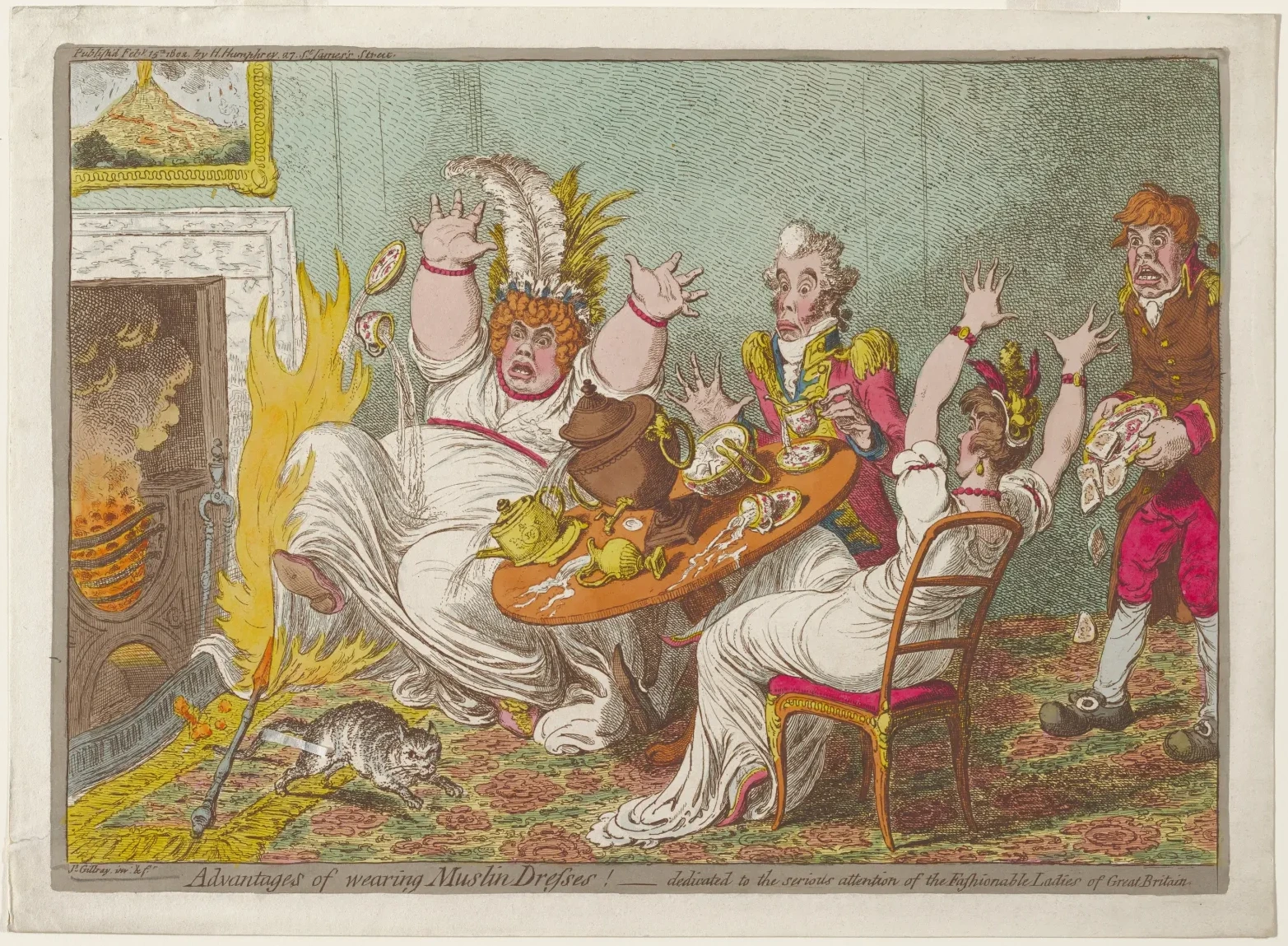 Avantages de porter des robes de mousseline !, James Gillray
