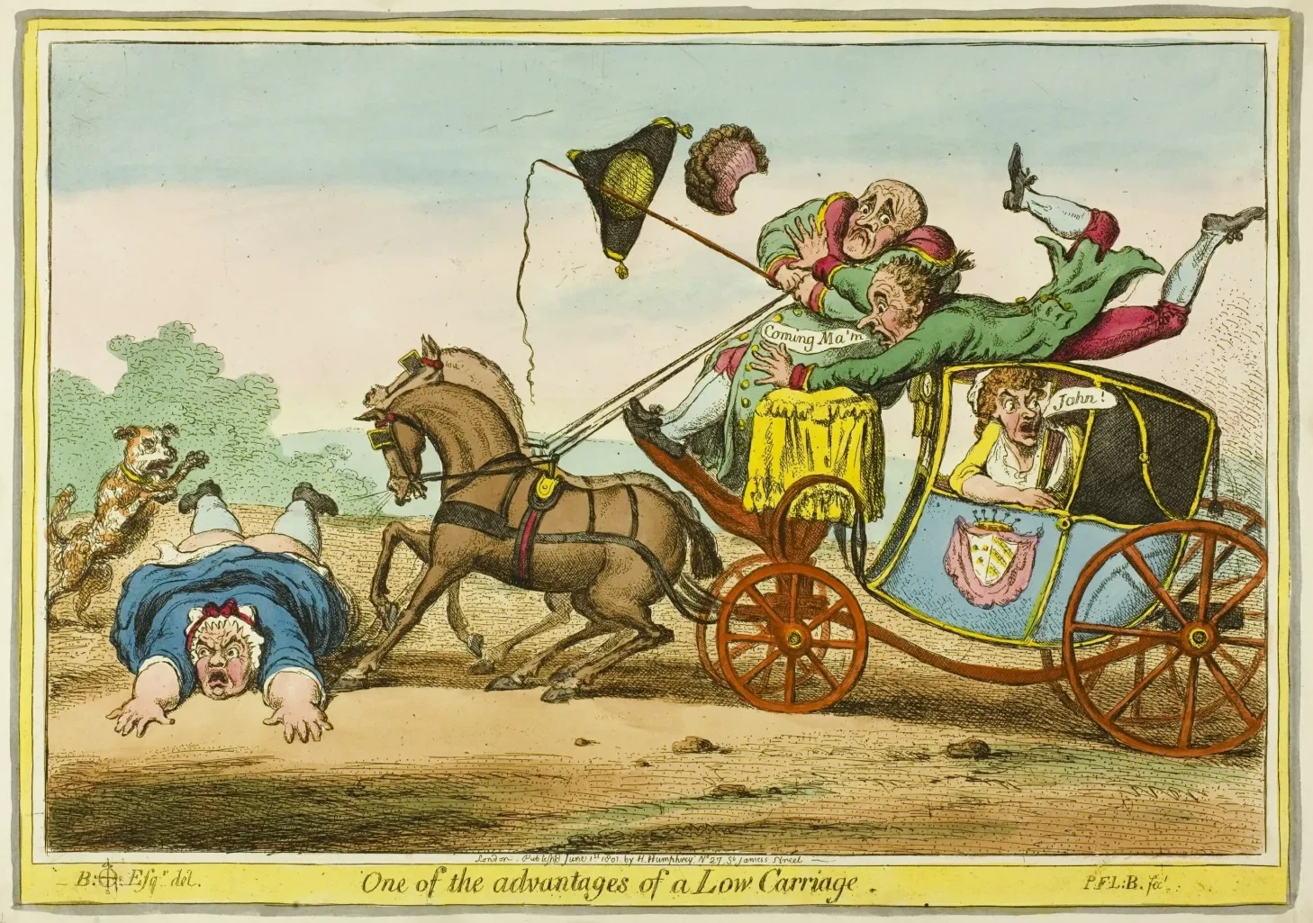 Un des avantages d'une voiture basse, James Gillray