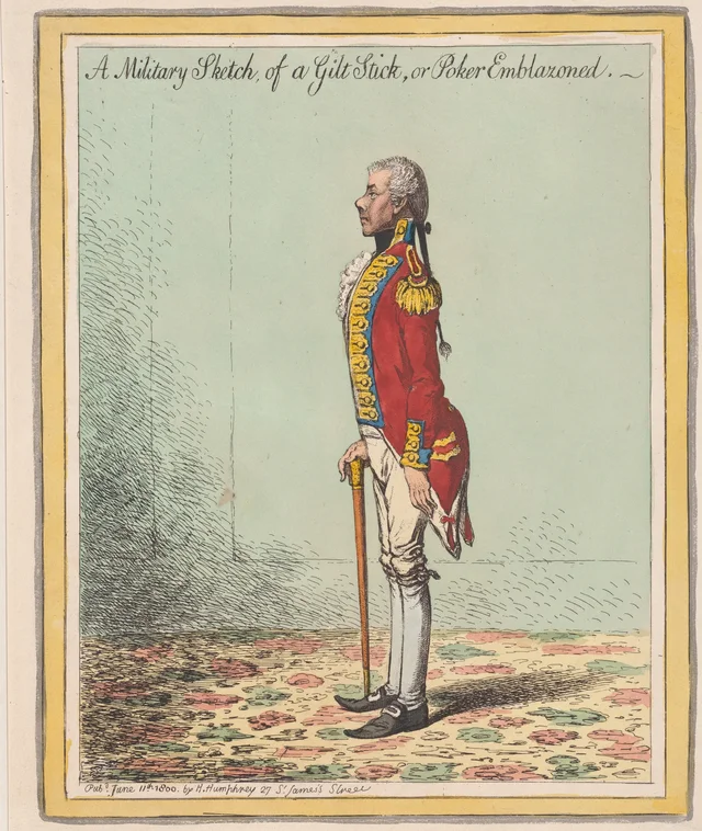 Croquis militaire d'un bâton doré, ou le tisonnier blasonné