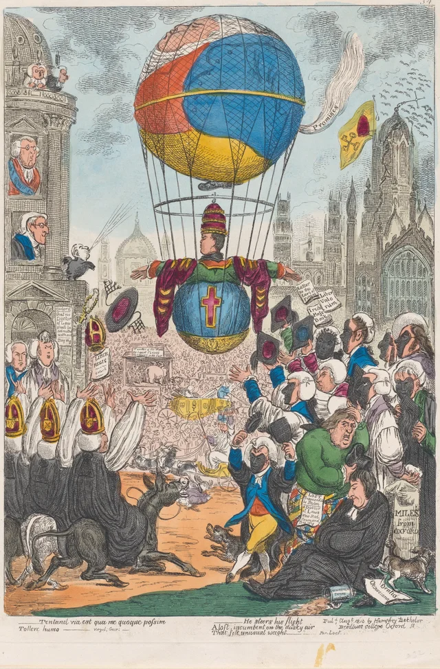Tendanda via est qua me quoque possim tollere humo–Virgil, Geor:, James Gillray