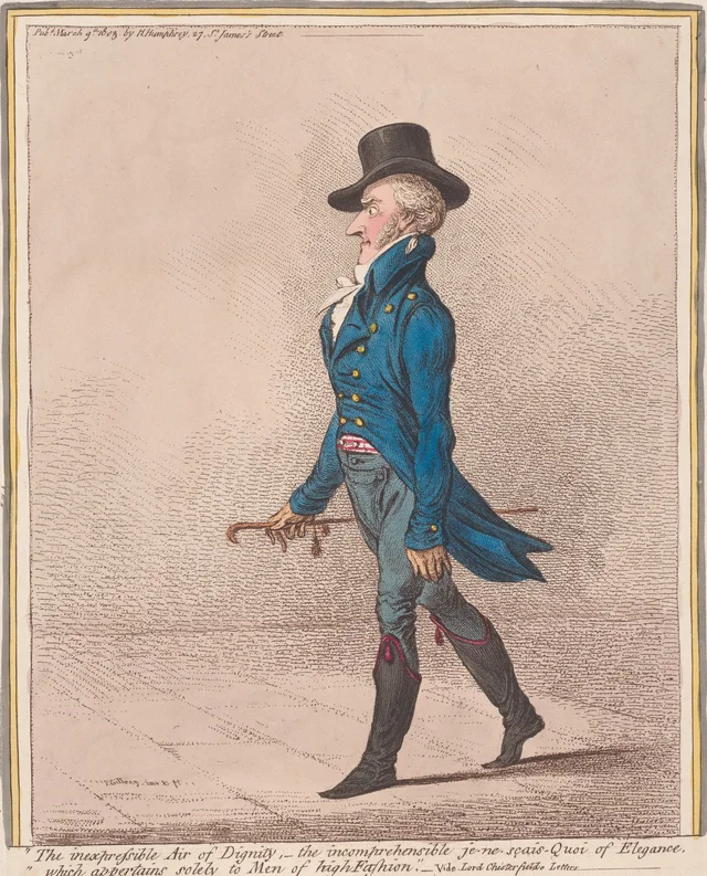 "The Inexpressible Air of Dignity,–the Incomprehensible je-ne-sais Quoi of Elegance, which Appertains Solely to Men of High Fashion."–Vide, Lord Chesterfield's Letters, James Gillray