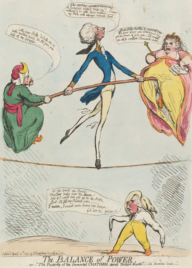 El equilibrio de poderes, o la posteridad del inmortal Chatham convertida en contorsionista, James Gillray