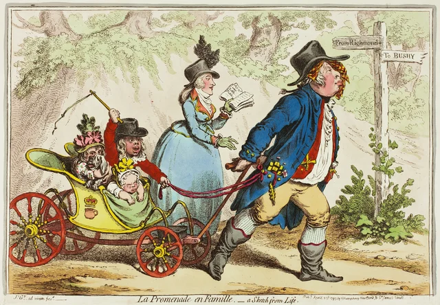 La promenade en famille, croquis d'après nature