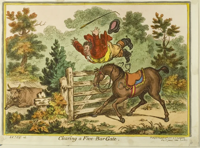 Clearing a Five-Bar Gate, James Gillray