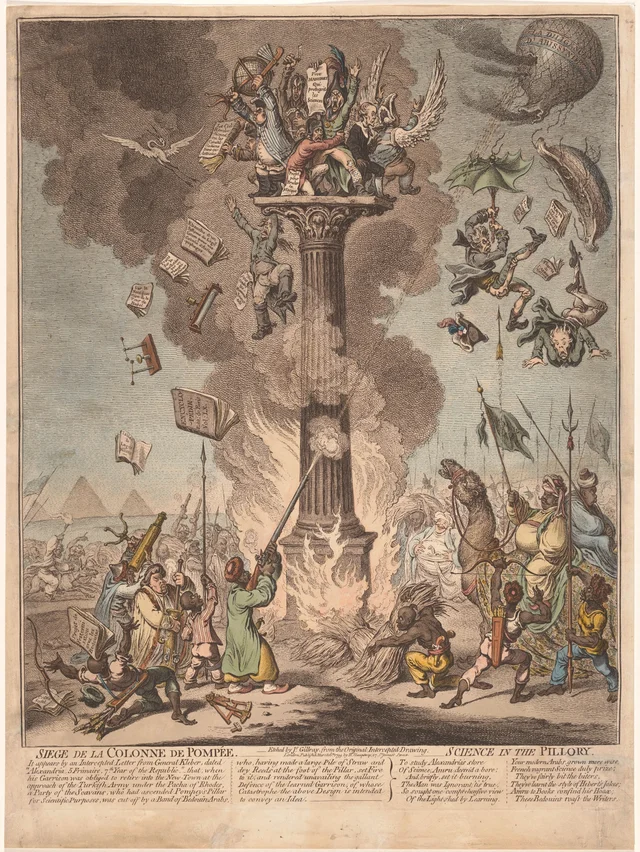 Siège de la Colonne de Pompée; Science in the Pillory, James Gillray