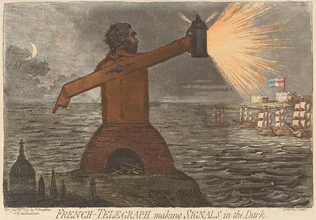 Le télégraphe français faisant des signaux dans l'obscurité