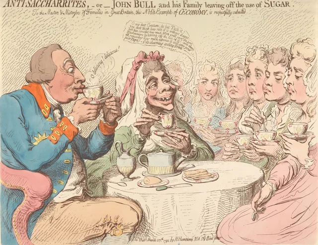 Les Anti-saccharites, ou John Bull et sa famille renonçant à l'usage du sucre