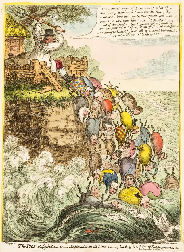 The Pigs Possessed, James Gillray