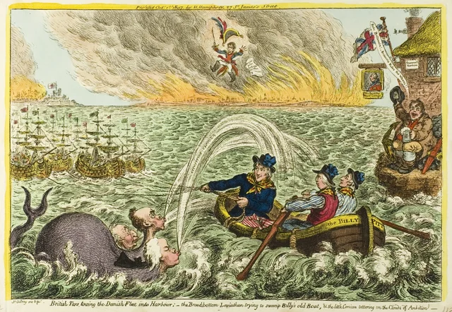 British Tars, Towing the Danish Fleet into Harbour, James Gillray
