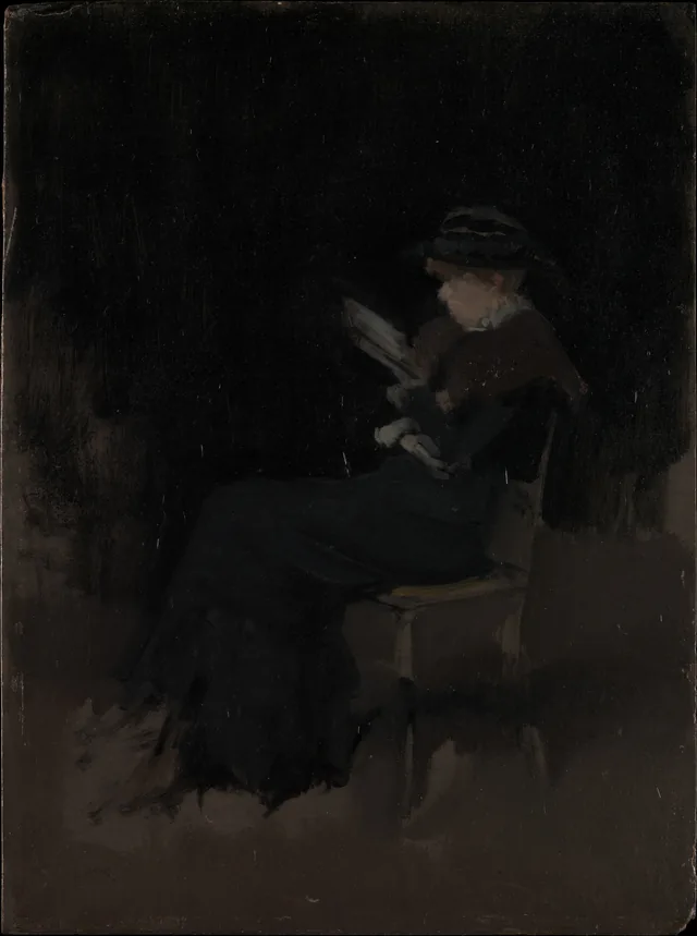 Arranjo em preto: menina lendo