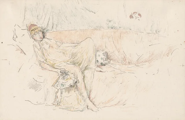 布をまとった人物、横たわる