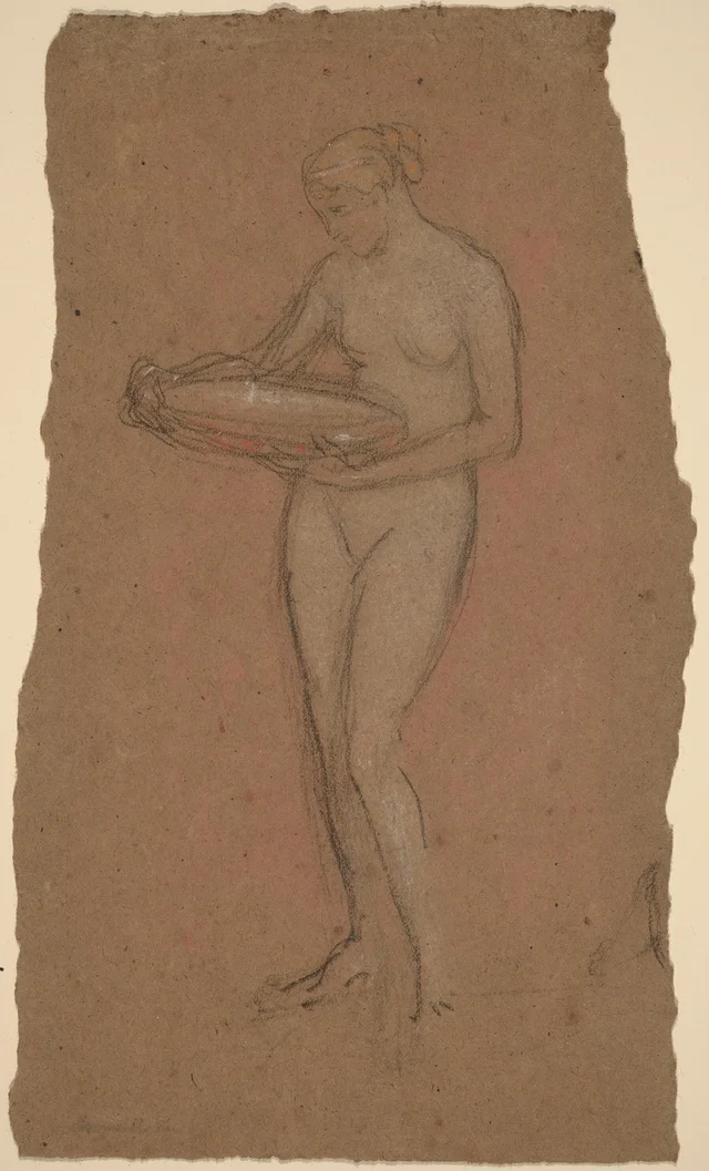 Standing Female Nude Holding a Bowl (recto)