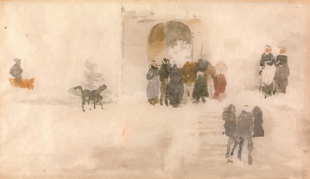 Personnages devant une porte, peut-être peint en Bretagne, James McNeill Whistler