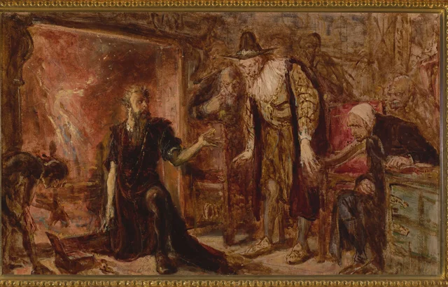 Alchemist Sendivogius and Sigismund III, sketch