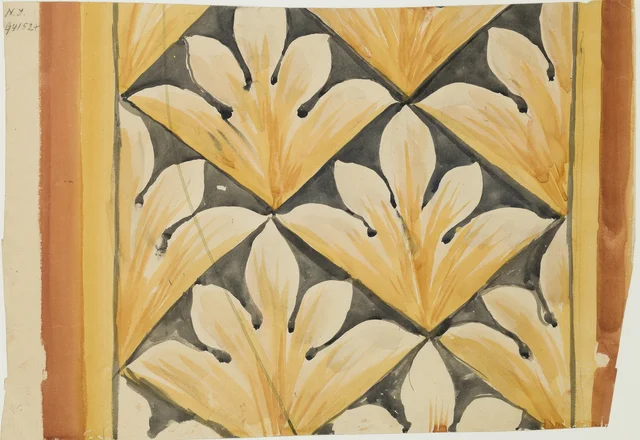 Frieze of palmettes set in a diagonal lattice. Cartoon for the polychromy of St Mary's Church