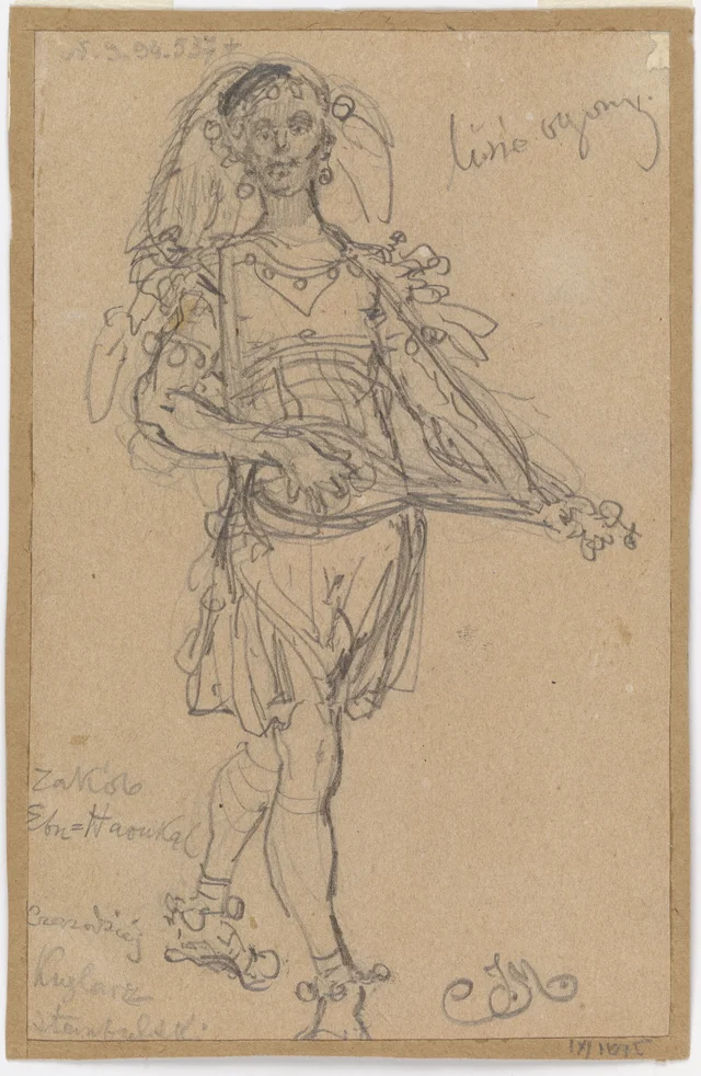 Jacob ibn Haukal, Istanbul juggler. Compositional sketch for the painting "The Expulsion of the Courtesan from the City" (double-sided drawing)