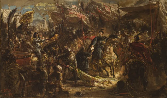 John III Sobieski Hands Canon Denhoff a Letter to the Pope with the Message of the Victory over the Turks at Vienna in 1683, Jan Matejko
